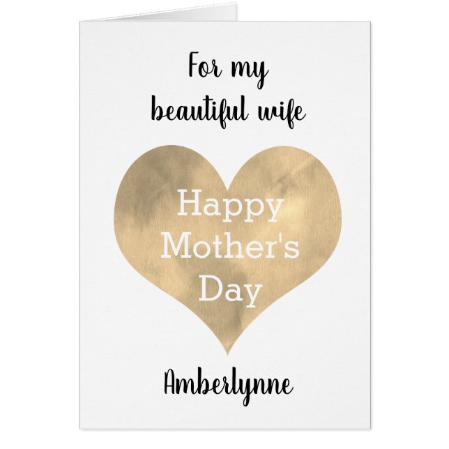 Carte Gold Heart pour la fête des mères pour femme (Devant)