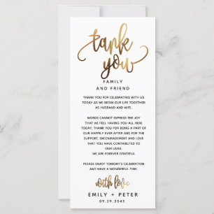 Carte Gold Lovely Script Typographie Mariage Merci