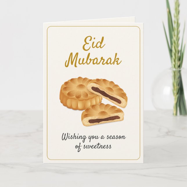 Carte Gold Maamoul Pastry & Dates Sweet Eid Mubarak (Devant)