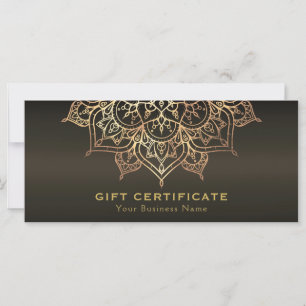 Carte Gold Mandala Earthy Brown Modern Certificat cadeau