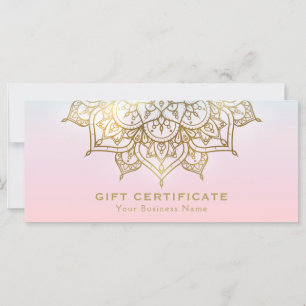 Carte Gold Mandala Peach Moderne Certificat cadeau Pink
