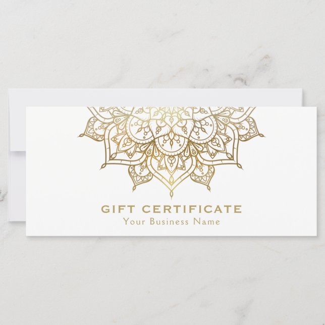 Carte Gold Mandala White Minimal moderne certificat cade (Devant)
