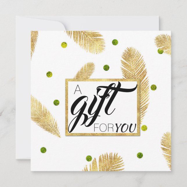 Carte Gold Parties scintillant Fir Branches Script Certi (Devant)