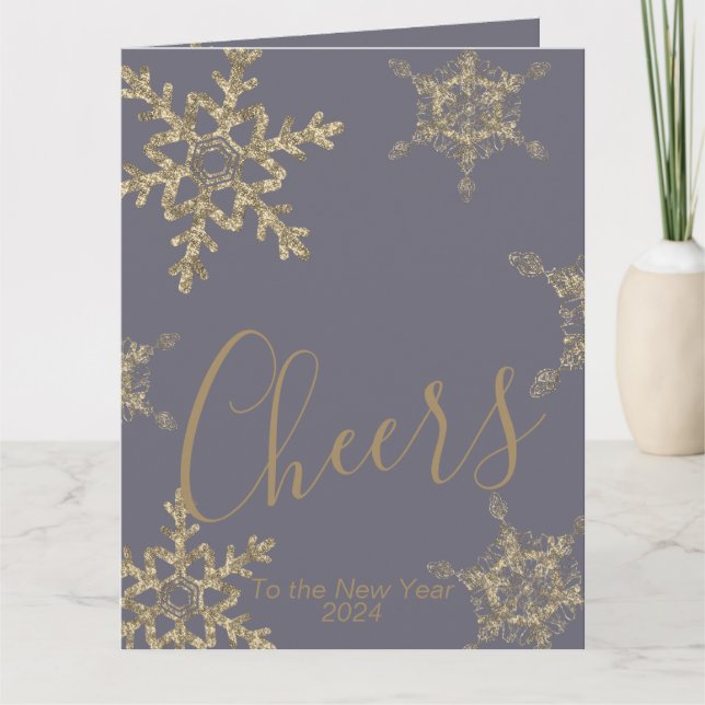 Carte Gold Purple Cheers à la nouvelle année entreprise (Devant)
