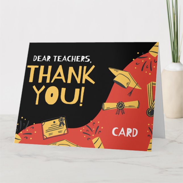 Carte Gold Red Confetti Enseignant Anniversaire (Devant)