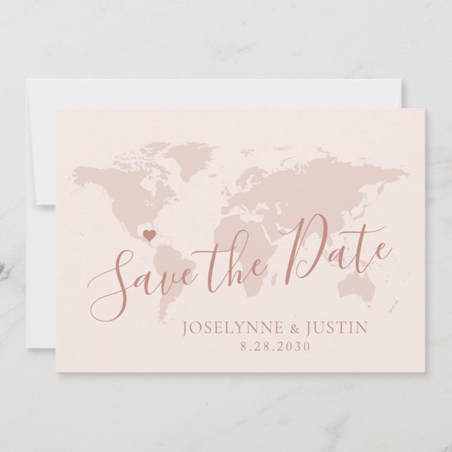 Carte Gold Rose rose Destination Voyage Mariage Pi (Devant)
