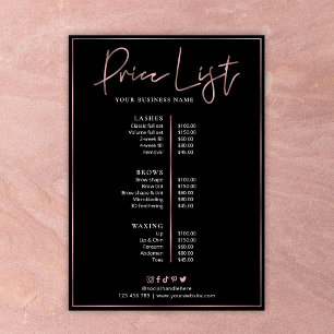Carte Gold rose sur Black Chic Beauty Salon Tarifs