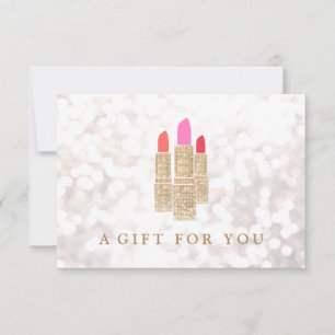 Carte Gold Sequin Lipstick Beauté Salon Certificat cadea