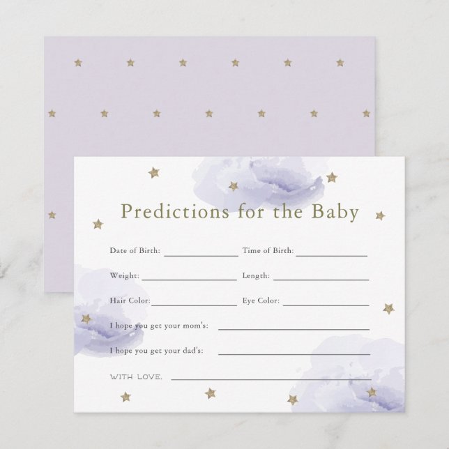 Carte Gold Star & Lavender Cloud Baby Predictions  (Devant / Derrière)