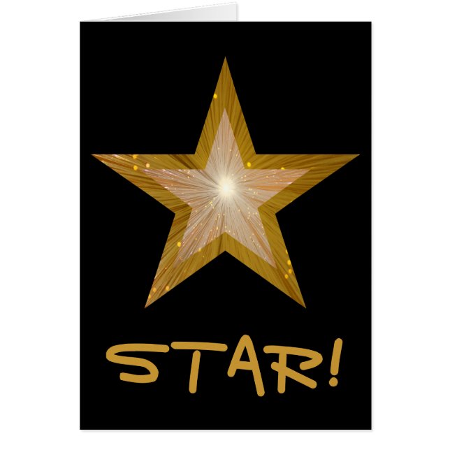 Carte Gold Star 'STAR!' 'Happy Birthday' noir (Devant)