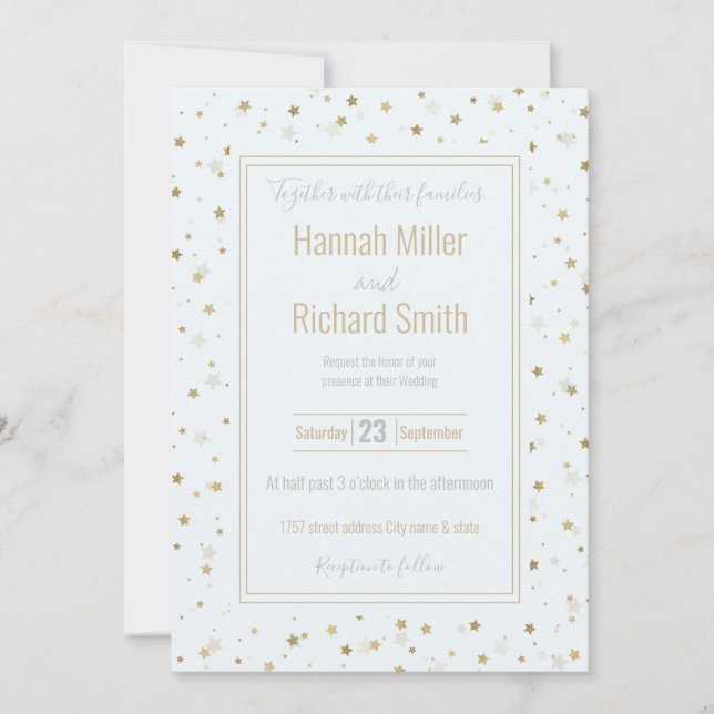 Carte Gold Stars Design blanc (Devant)