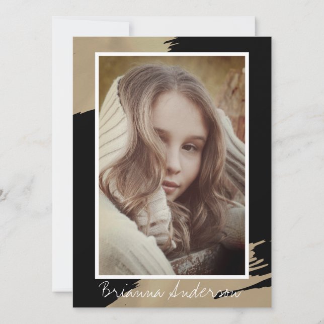 Carte Gold Strokes Black Model Actor 3 Photo Comp Card (Devant)