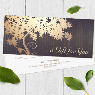 Carte Gold Tree Massage Therapist Certificat cadeau