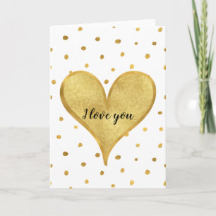 Carte Gold White Dots Heart Love