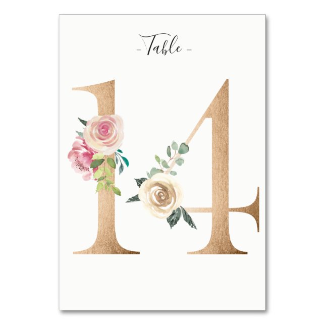 Carte Golden 14 Floral Table Numéro (Par défaut)