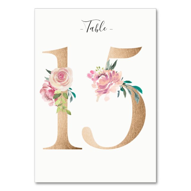 Carte Golden 15 Floral Table Numéro (Par défaut)