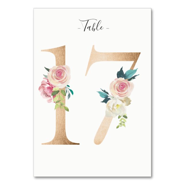 Carte Golden 17 Floral Table Numéro (Par défaut)
