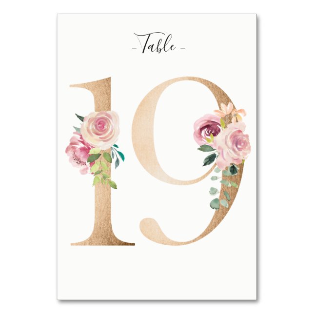 Carte Golden 19 Floral Table Numéro (Par défaut)