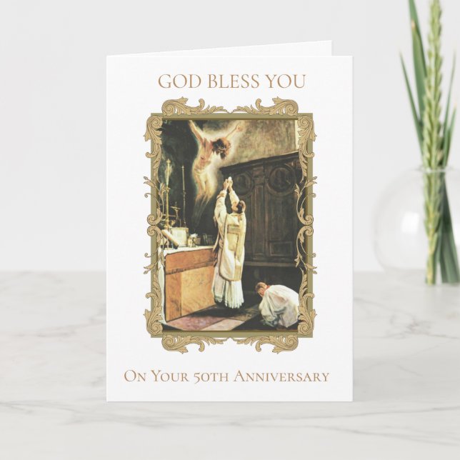 Carte Golden 50th Anniversary Ordination Priest à l'aute (Devant)