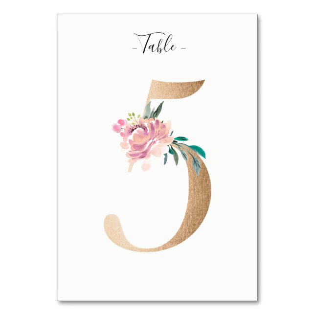 Carte Golden 5 Floral Table Numéro (Par défaut)