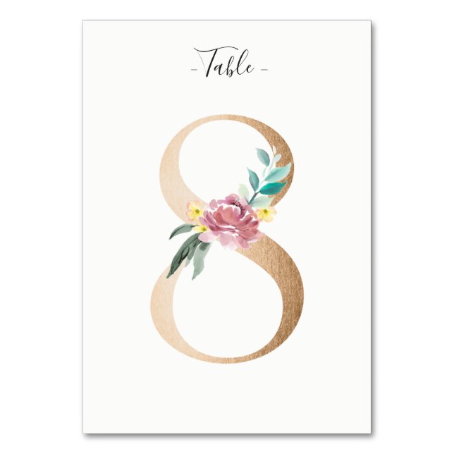 Carte Golden 8 Floral Table Numéro (Par défaut)