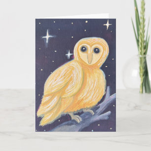 Carte Golden Barn Owl Guache Peinture