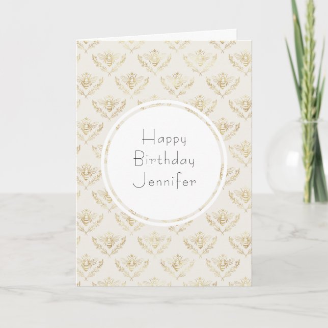Carte Golden Bumble Bee Motif Anniversaire (Devant)