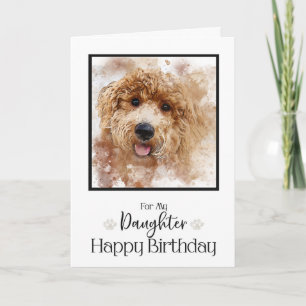 Carte Golden Doodle Cavapoo Bonne fille d'anniversaire