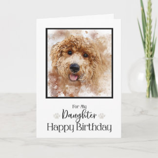 Carte Golden Doodle Cavapoo Bonne fille d'anniversaire