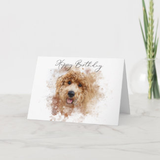 Carte Golden Doodle Cavapoo Joyeux Anniversaire
