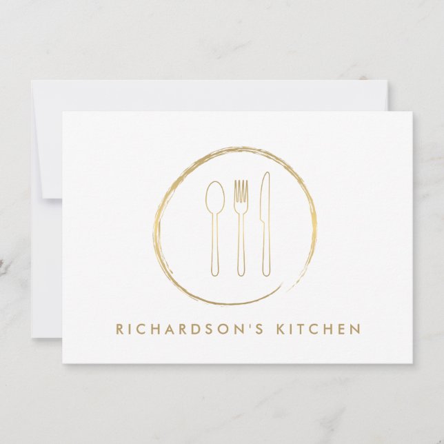 Carte GOLDEN FORK SPOON KNIFE SKETCH LOGO pour la restau (Devant)