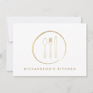 Carte GOLDEN FORK SPOON KNIFE SKETCH LOGO pour la restau