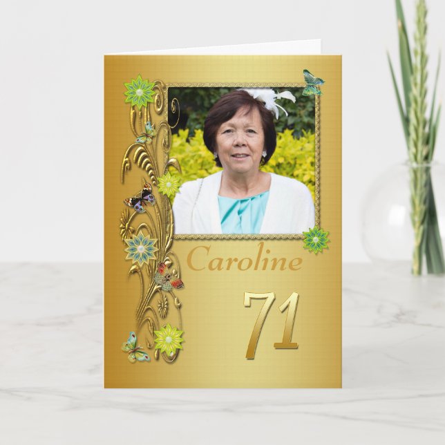 Carte Golden Garden 71st Photo Birthday Card (Devant)