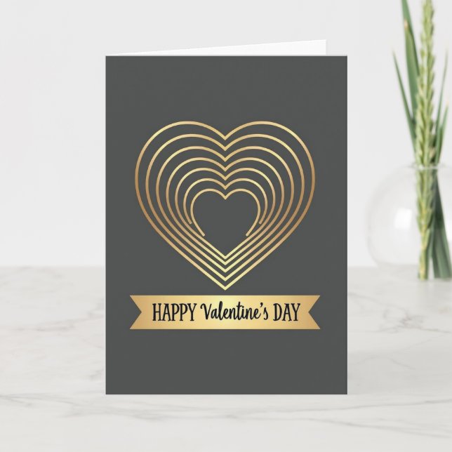 Carte Golden Heart Pattern Valentine Card (Devant)