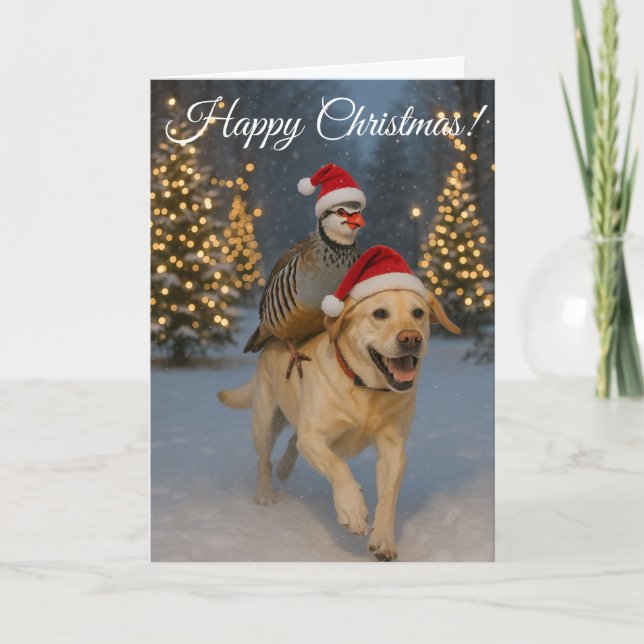 Carte Golden Labrador and Partridge Christmas card (Devant)