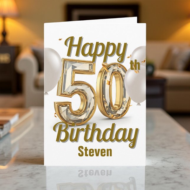 Carte Golden Luxurious Elegance 50e anniversaire Salutat (Créateur téléchargé)