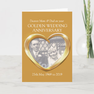 Carte Golden mariage anniversaire photo maman & papa car