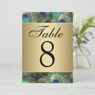 Carte Golden Peacock Feather Mariage Numéro du tableau