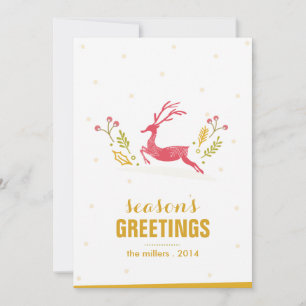 Carte Golden Reindeer Non Photo Holiday