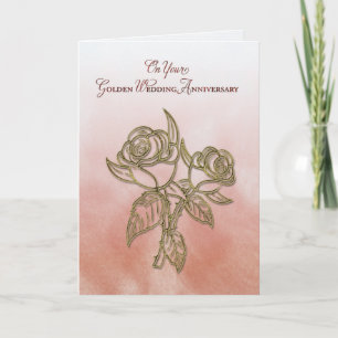Carte Golden Religious 50e Anniversaire du Mariage, Rose