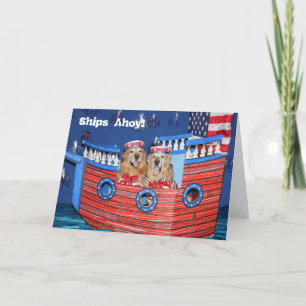 Carte Golden Retriever 4th of July Ship