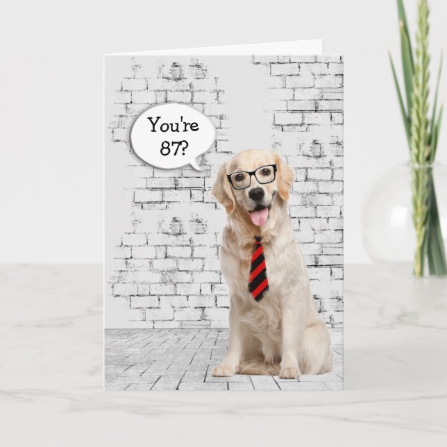 Carte Golden Retriever 87e Humour d'anniversaire (Devant)