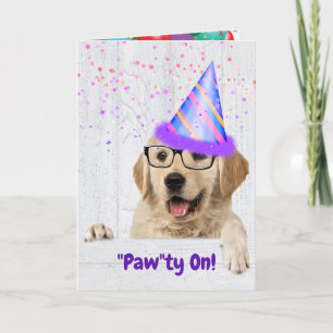 Carte Golden Retriever Anniversaire Chien de fête