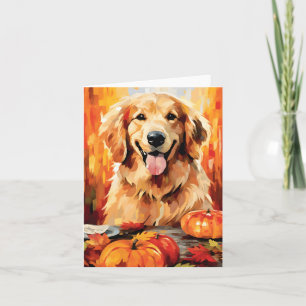 Carte Golden Retriever Automne Thankgiving