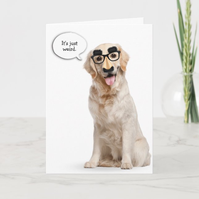 Carte Golden Retriever avec masque amusant anniversaire (Devant)