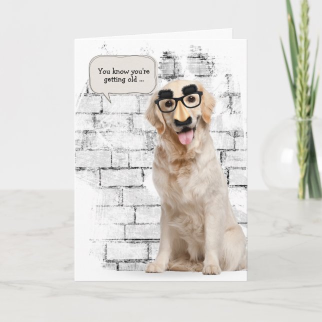 Carte Golden Retriever avec masque amusant anniversaire (Devant)