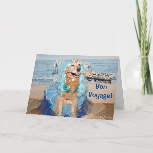 Carte Golden Retriever Bon Voyage Beach Fairy (Devant)