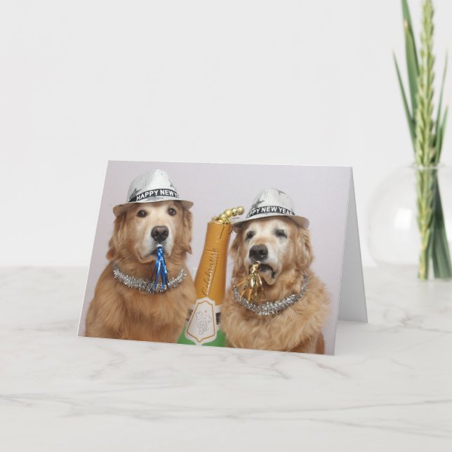 Carte Golden Retriever Bonne année (Devant)