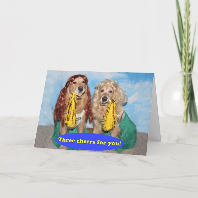 Carte Golden Retriever Cheerleaders Félicitations (Devant)