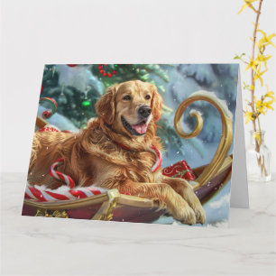 Carte Golden Retriever Chien Festif de Noël